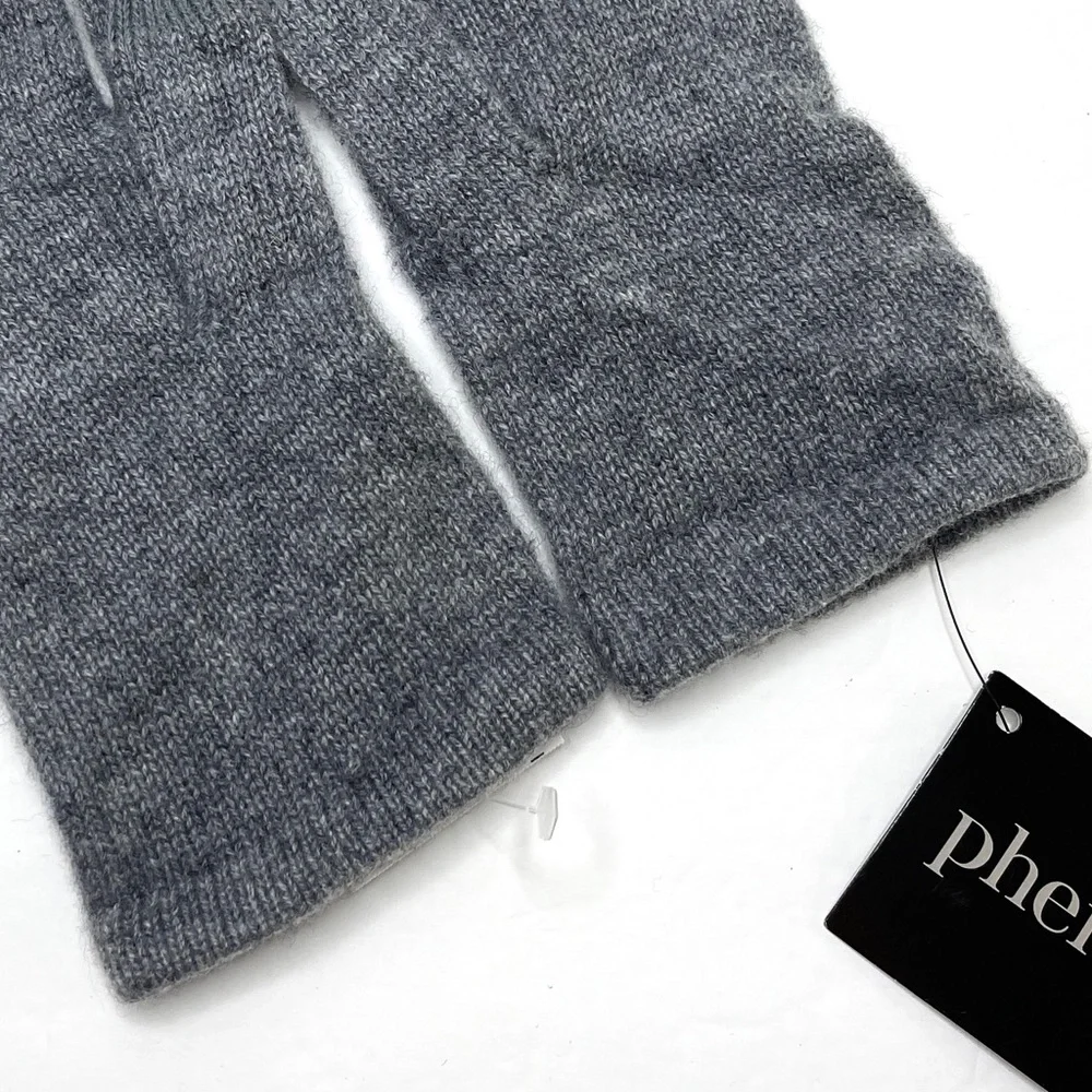 PHENIX 100% Cashmere NEW Knit Gloves Gray NEW